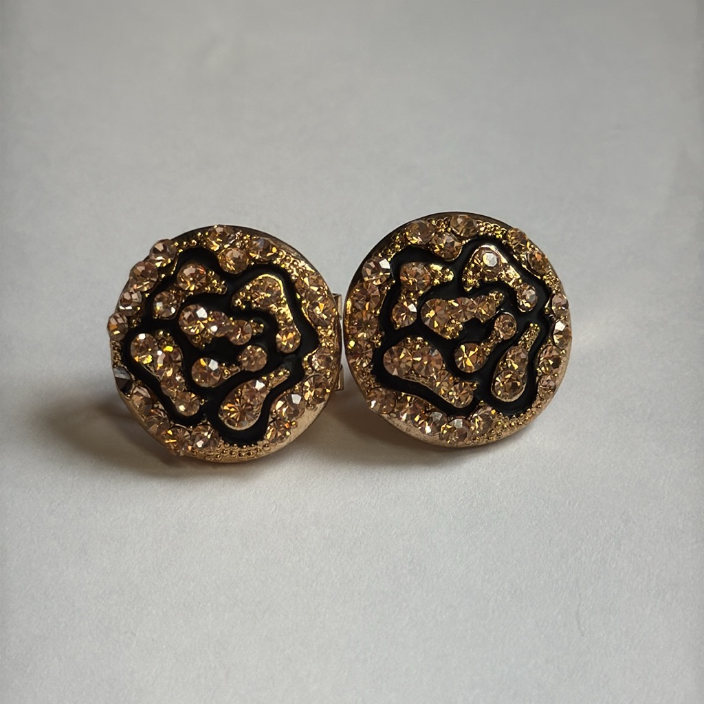 Rose Gold Crystal Crystals Black Roses Roses Floral Flower Flowers Earrings New 15$